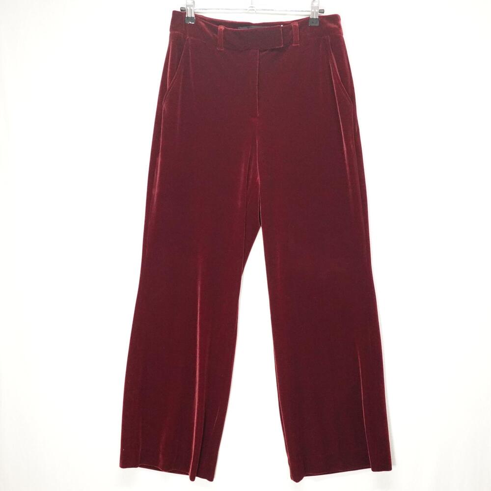 White House Black Market Pants Womens 8S Red Velvet Curvy Luna Wide Leg Dressy